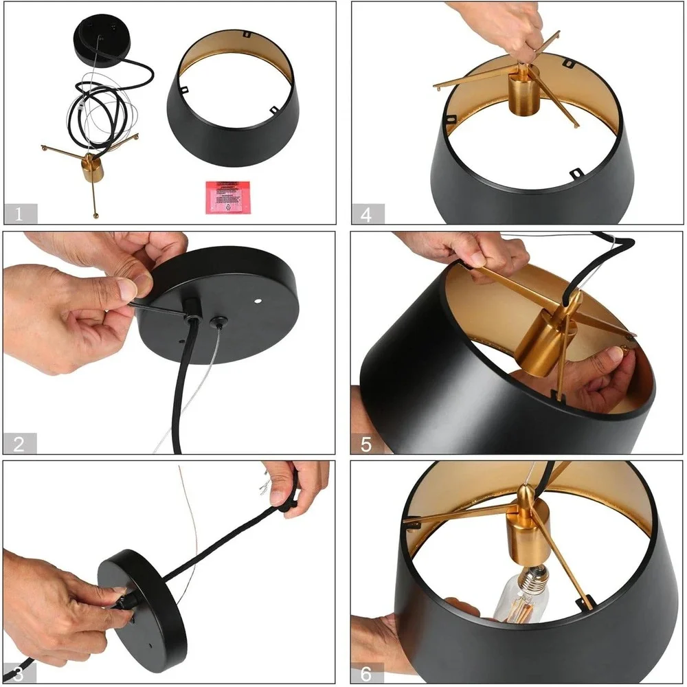KSANA Pendant Light Fixtures, Modern Pendant Hanging Lights Black & Copper Farmh